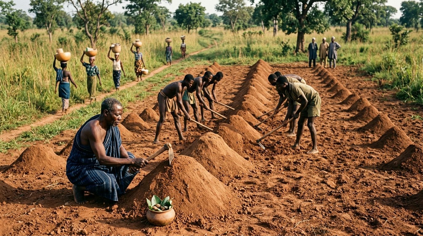 Making yam mounds 