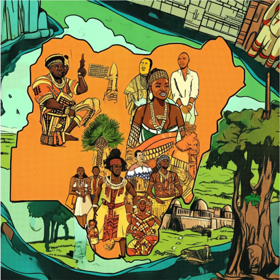 Map of Nigeria with Various Ethnic Groups