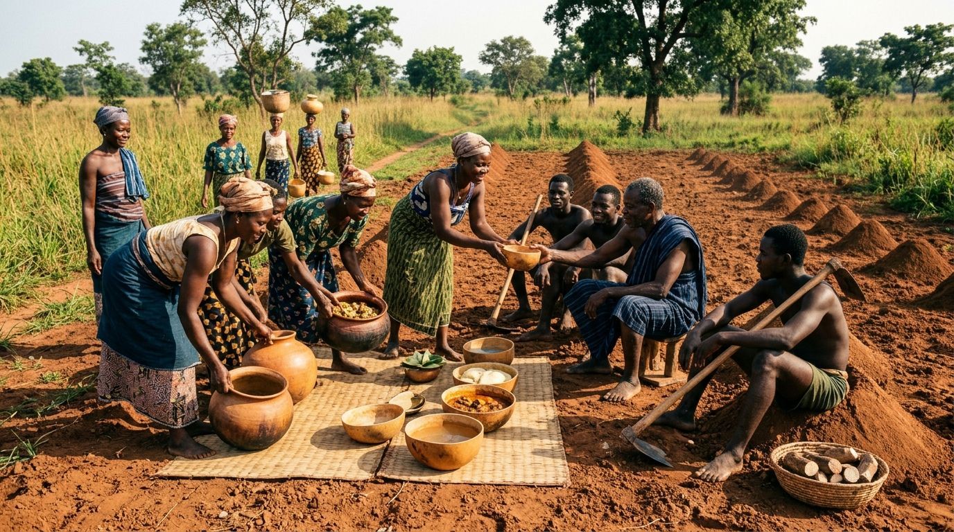 Women ring food at mid-day