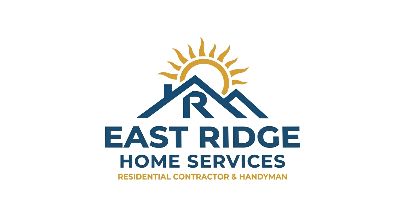 East Ridge Home Services logo with blue roof and gold sun, plus “Residential Contractor & Handyman” text