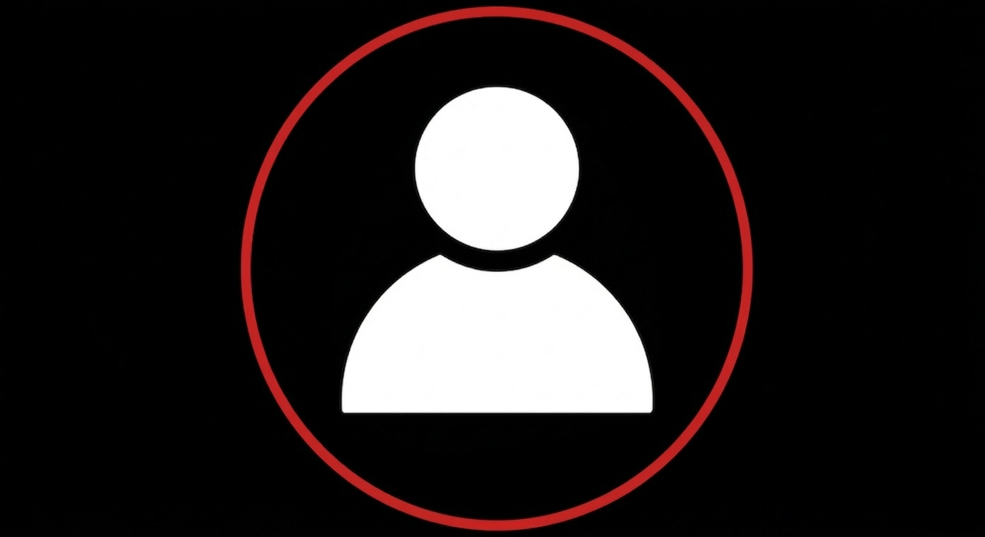 White user avatar icon inside a red circle on a black background