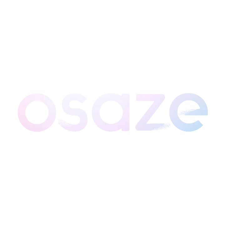 Pastel gradient “osaze” logo on a white background