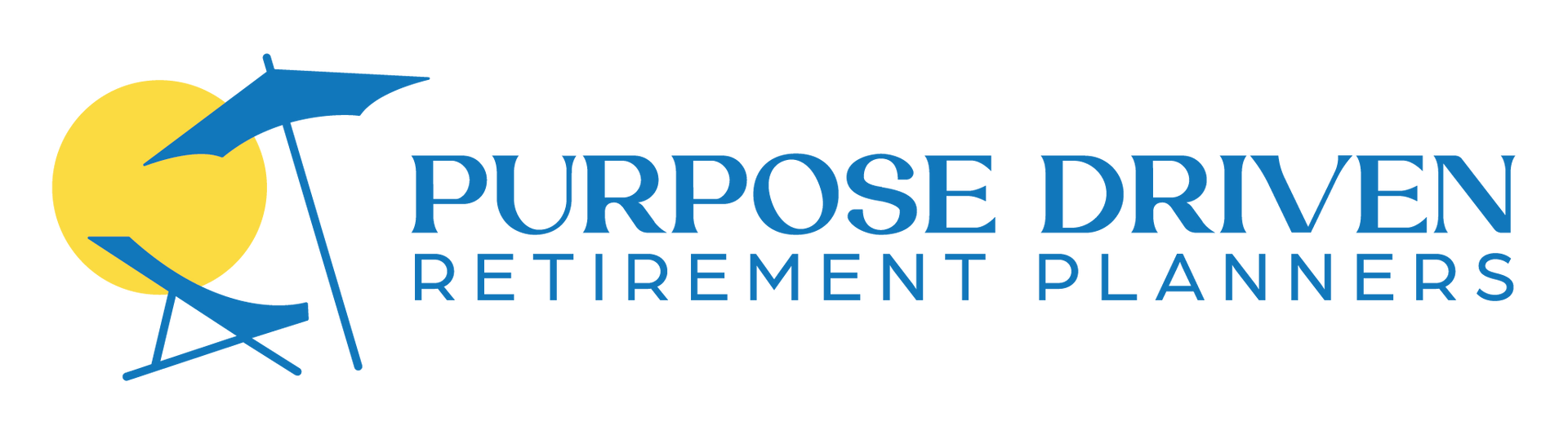 Purpose Driven Retirement Planners logo with blue text and a yellow abstract person figure
