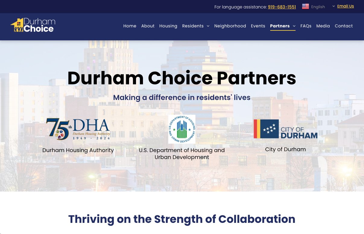 Website homepage with