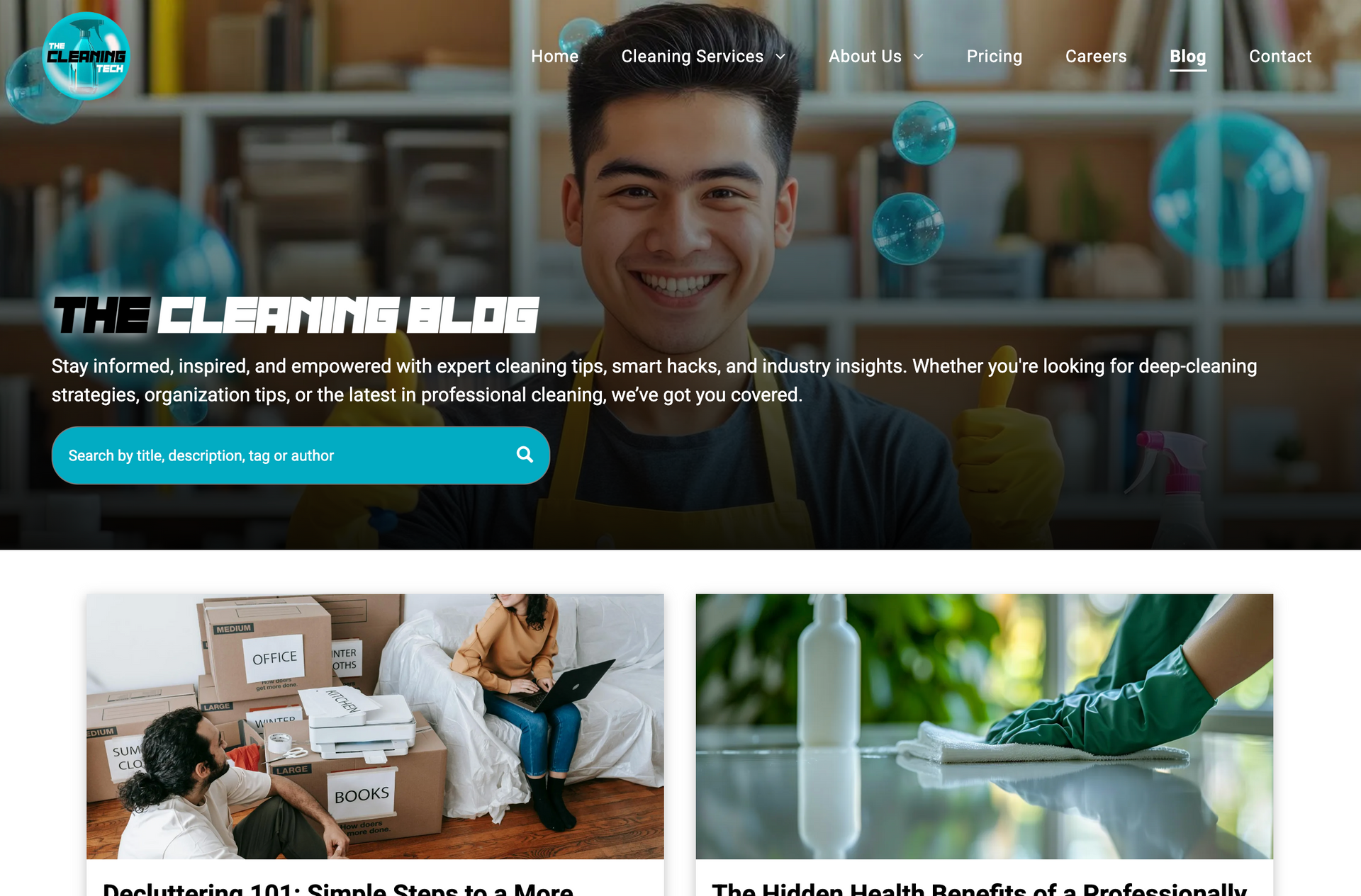 Website homepage with