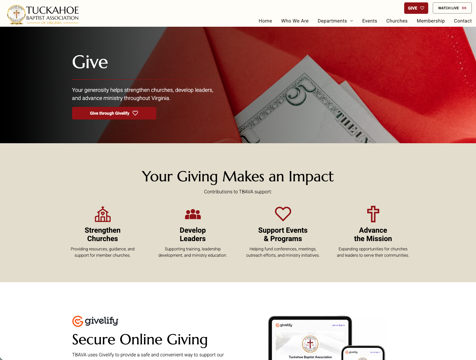 Website homepage with