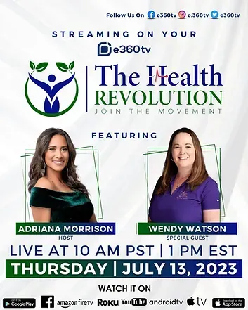 A poster for the health revolution featuring adriana morrison and wendy watson.