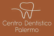 Logo per Centro Dentistico Palermo con un dente stilizzato su sfondo beige
