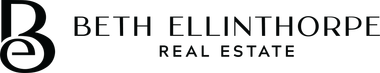 Beth Ellinthorpe Real Estate logo with black monogram and text on white background