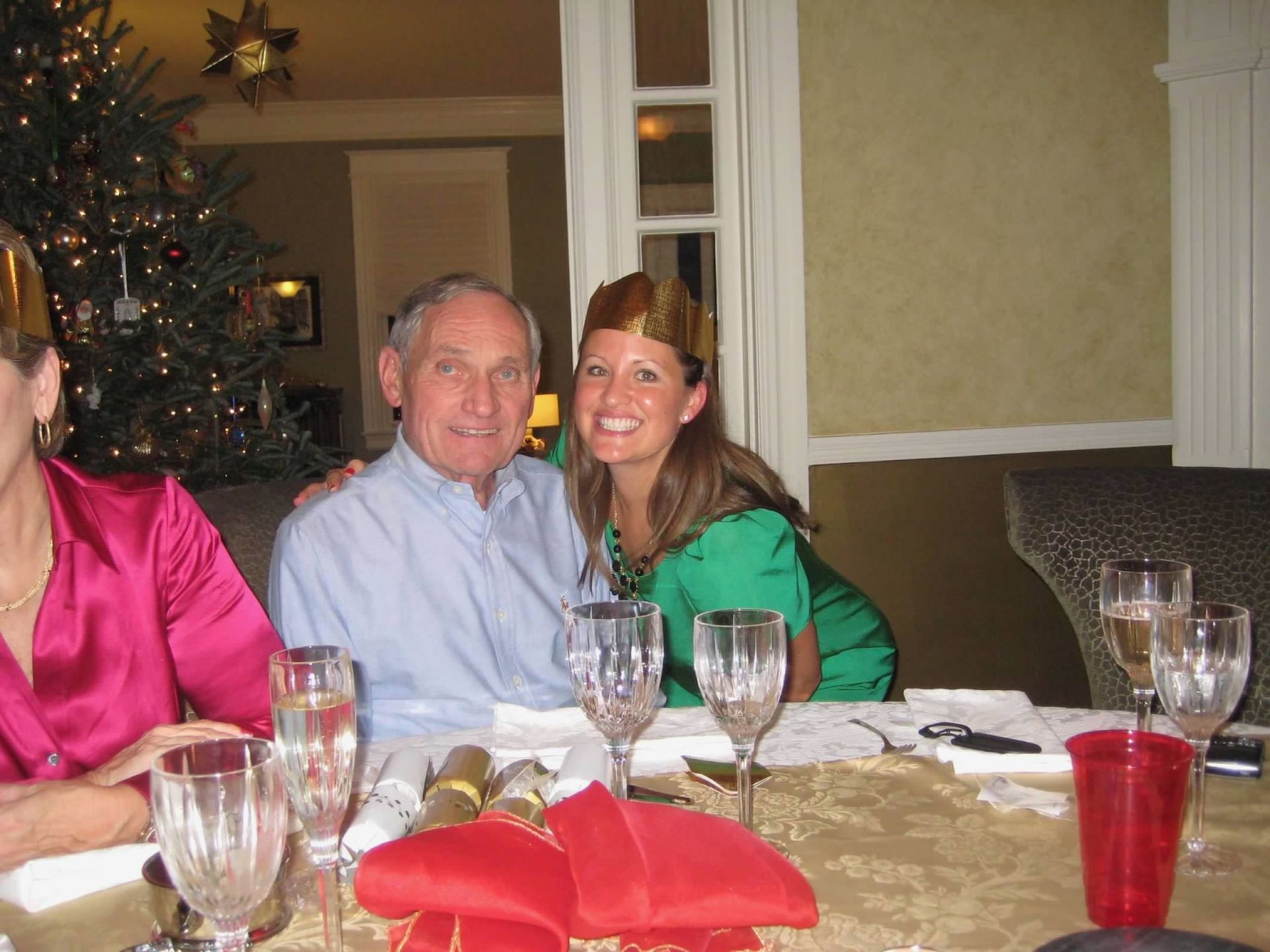 Kelly Barch sitting at a table with her dad