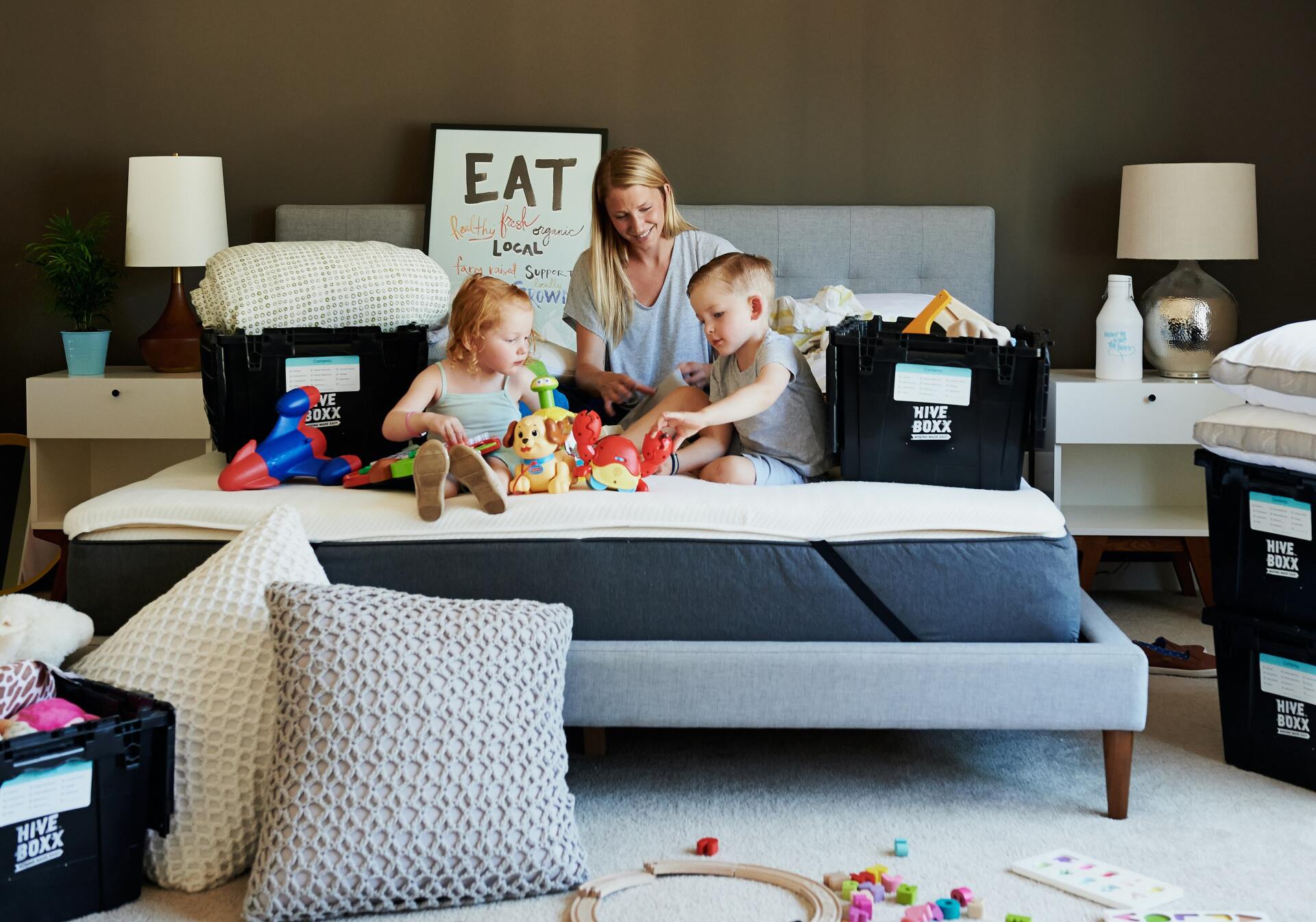 Mother playing with her kids