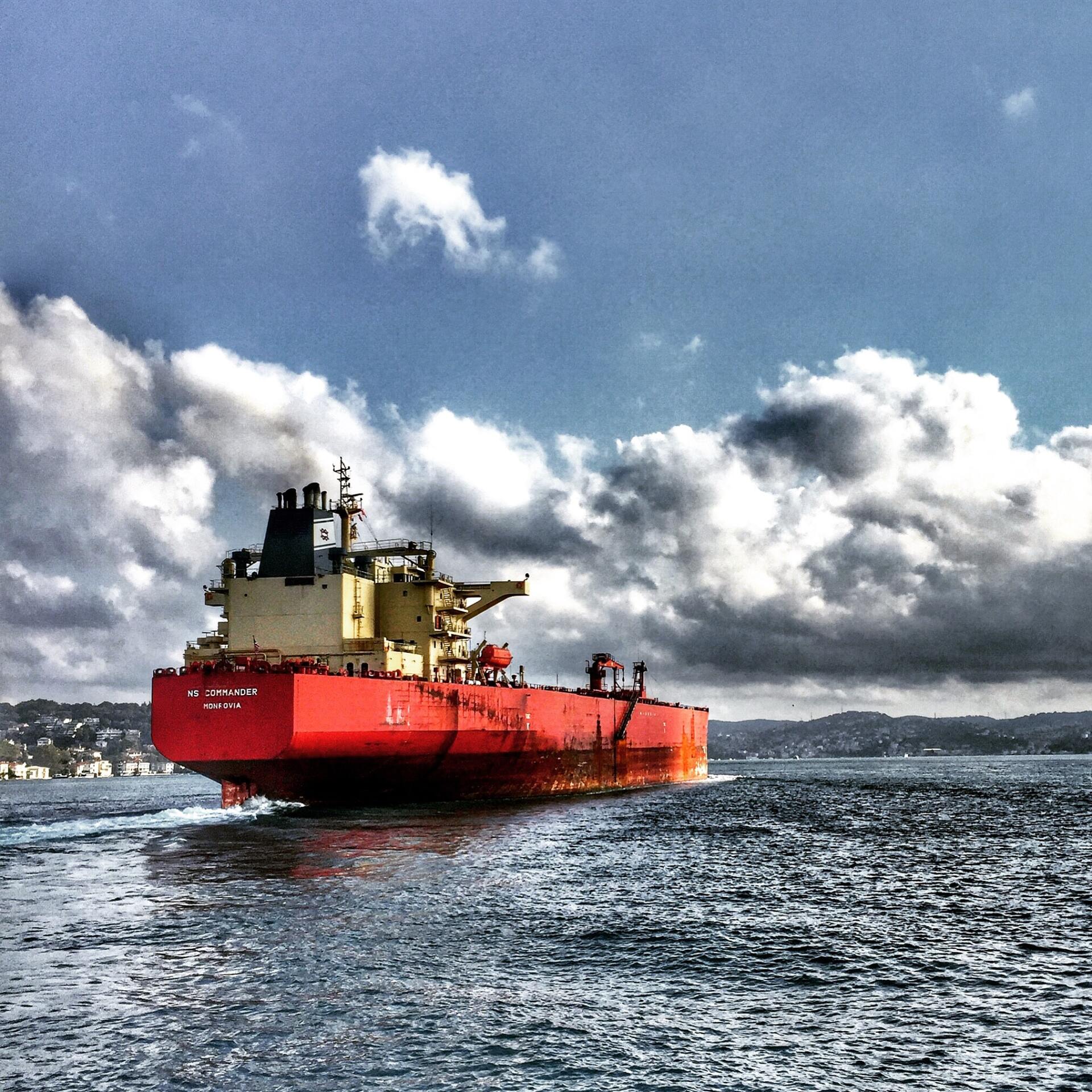 Cargo ship on the ocean