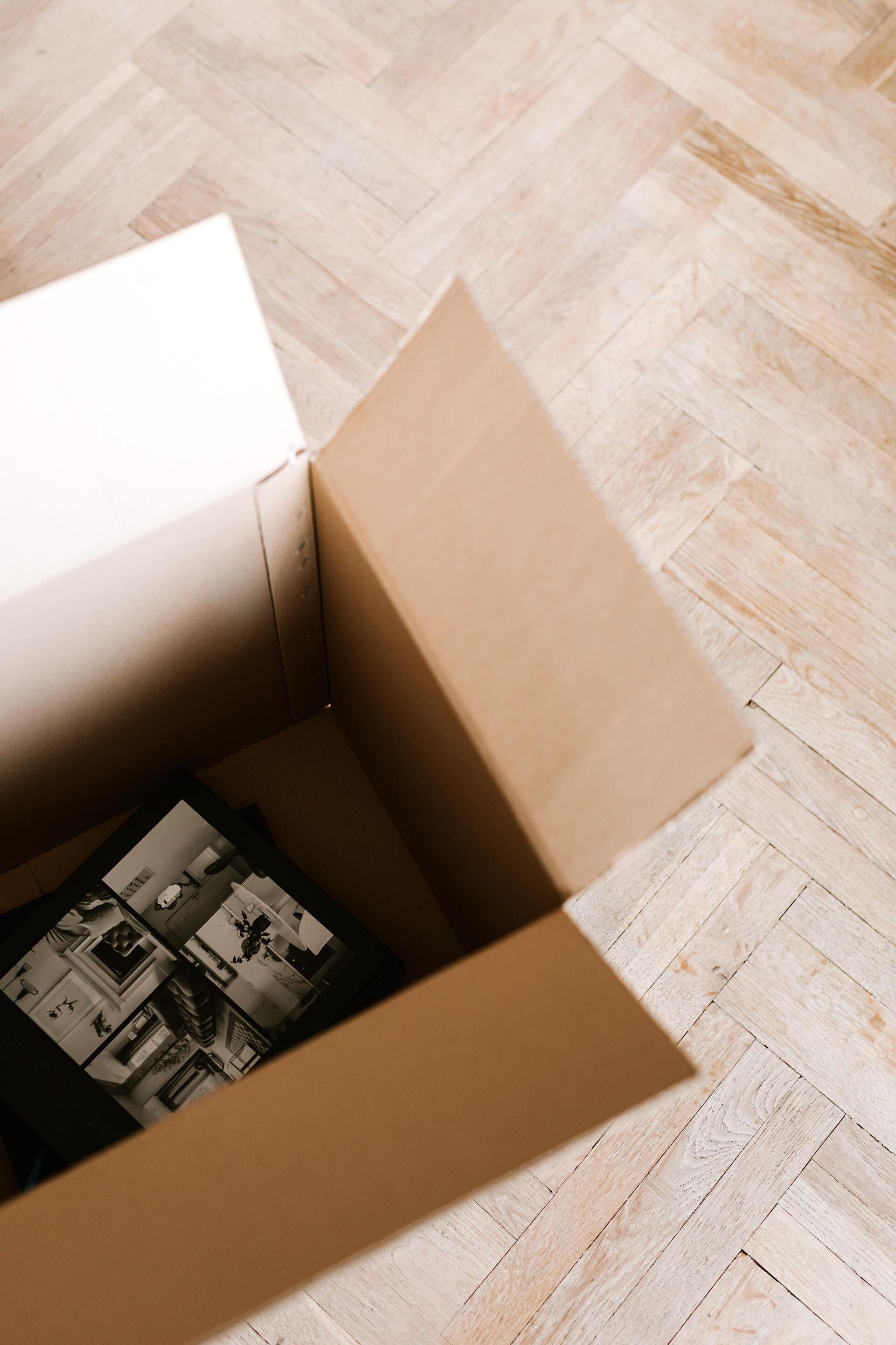 Open box with photos inside