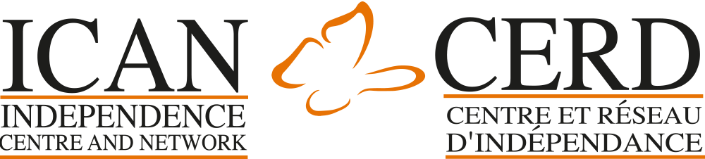 A logo for ican cerd independence centre and network