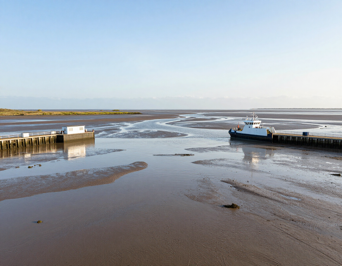 Waddenzee en veerdam Holwerd