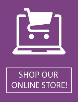 A laptop with a shopping cart on it and the words `` shop our online store ''.