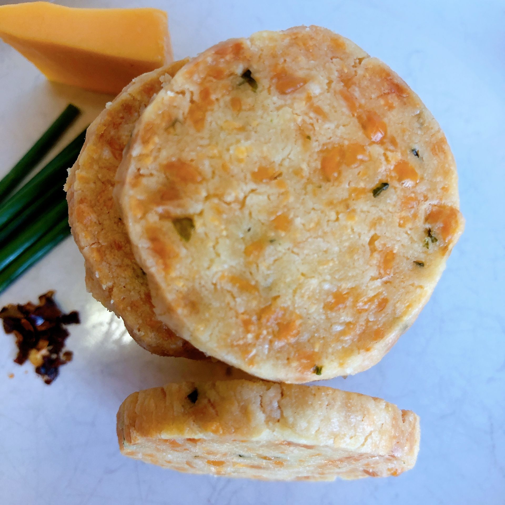 Cheddar and Chive Savory Shortbread