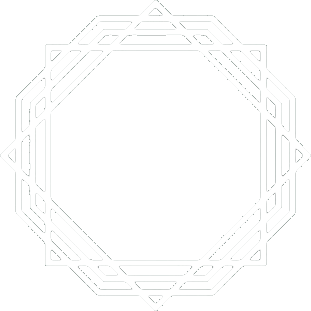 A white frame with a geometric pattern on a white background.