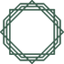 A green and white geometric frame on a white background.
