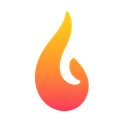 Orange-to-pink flame icon on a white background