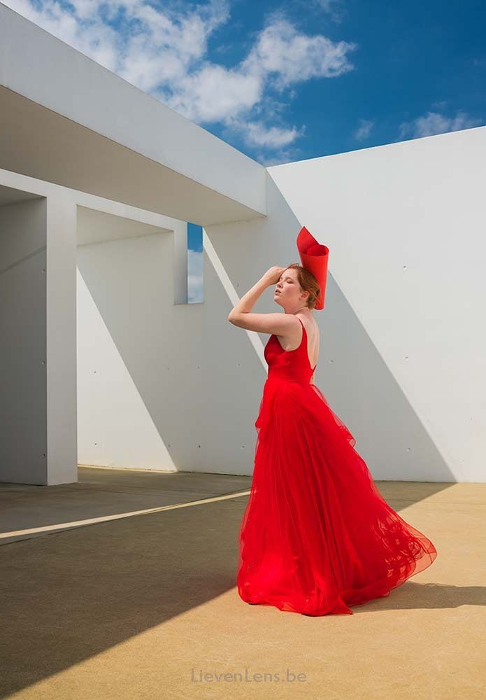 fashion model red dress