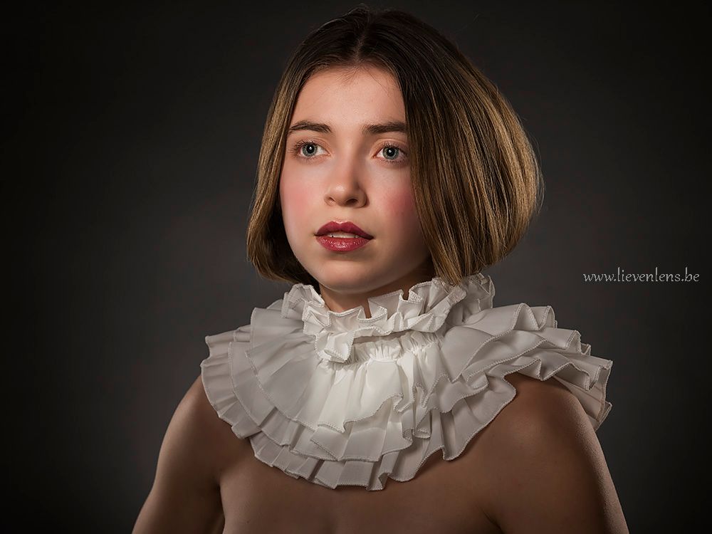 Model met kraag in de studio