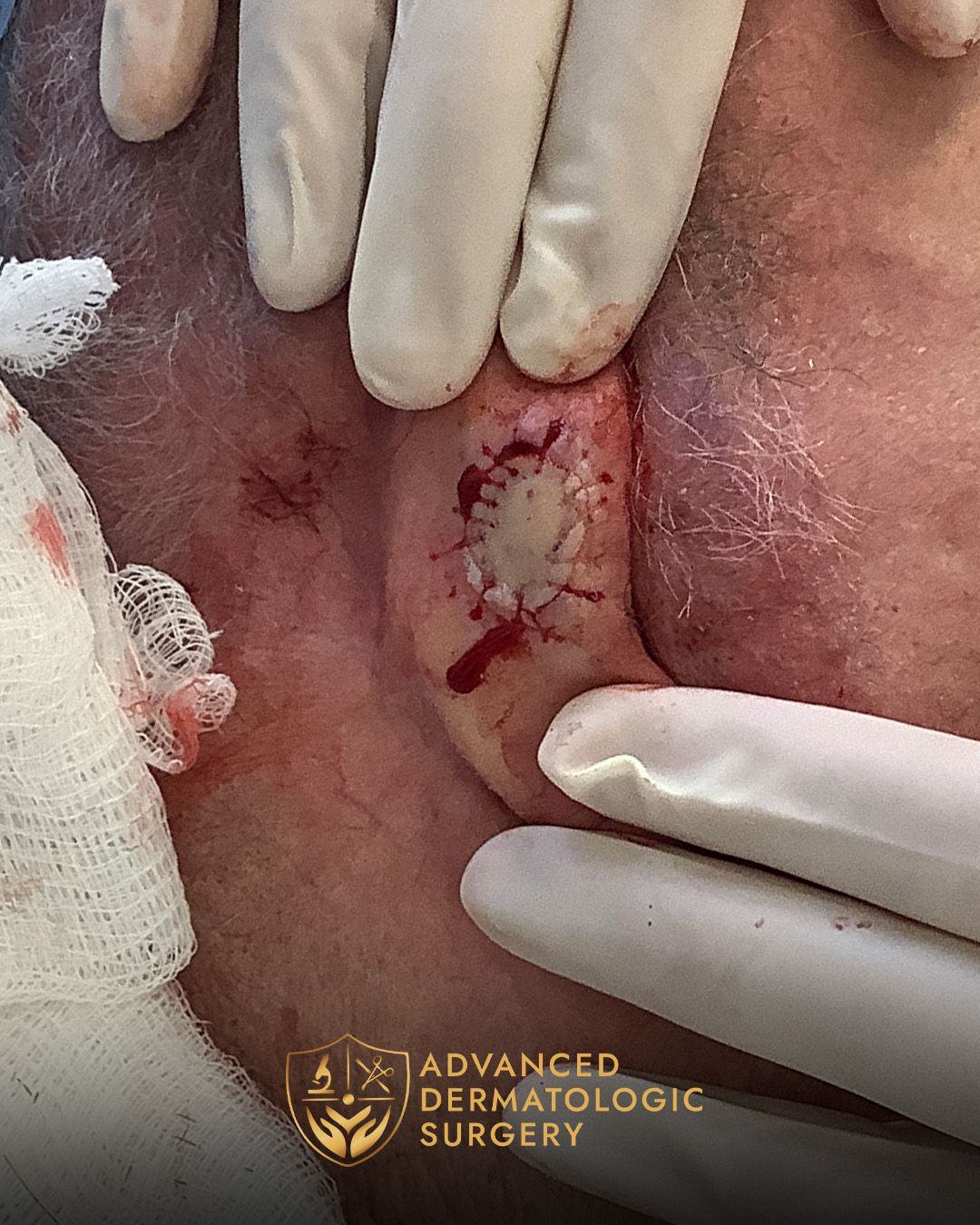Close up of a man's ear after reconstruction surgery