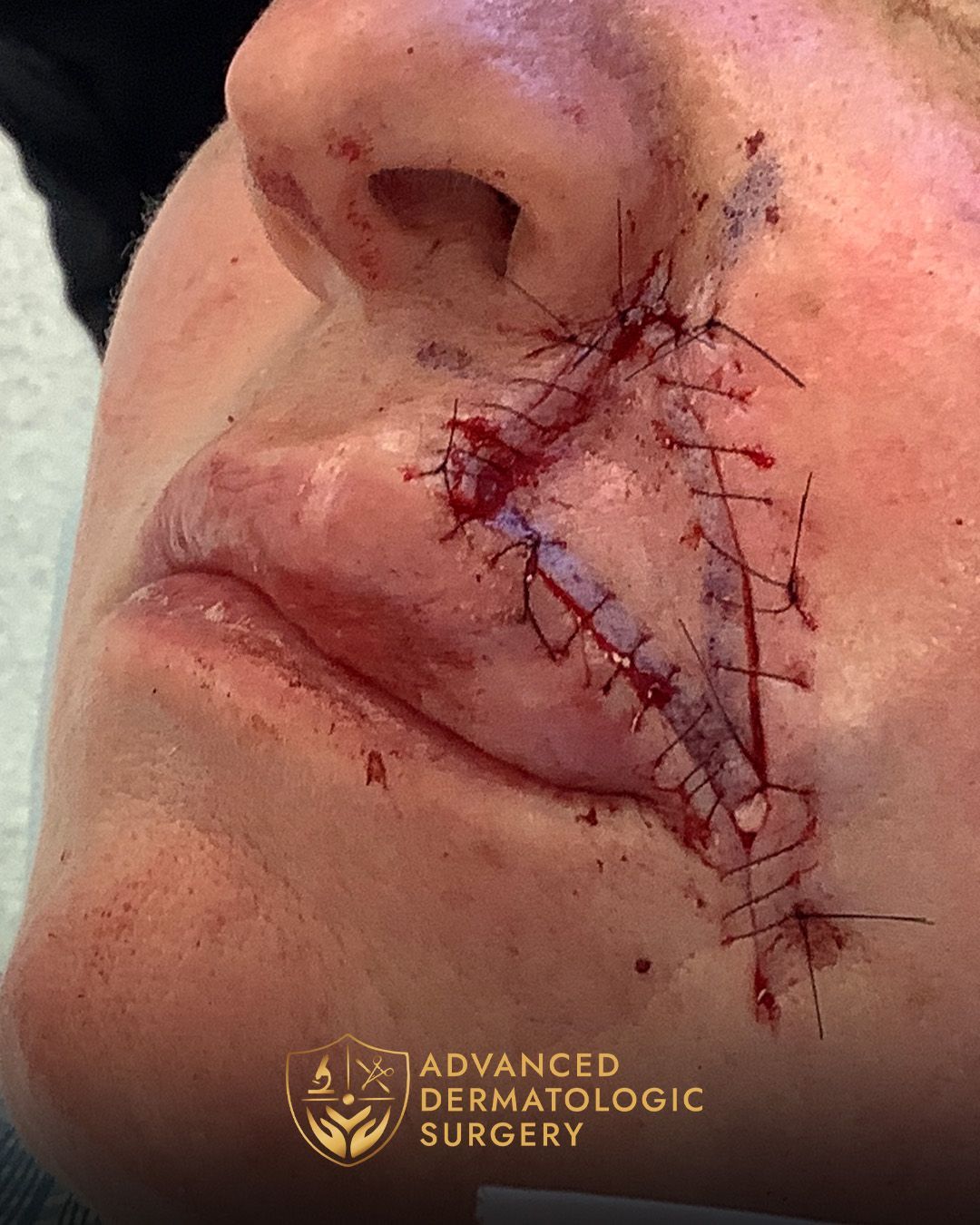 Close up of a womans mouth after reconstruction surgery