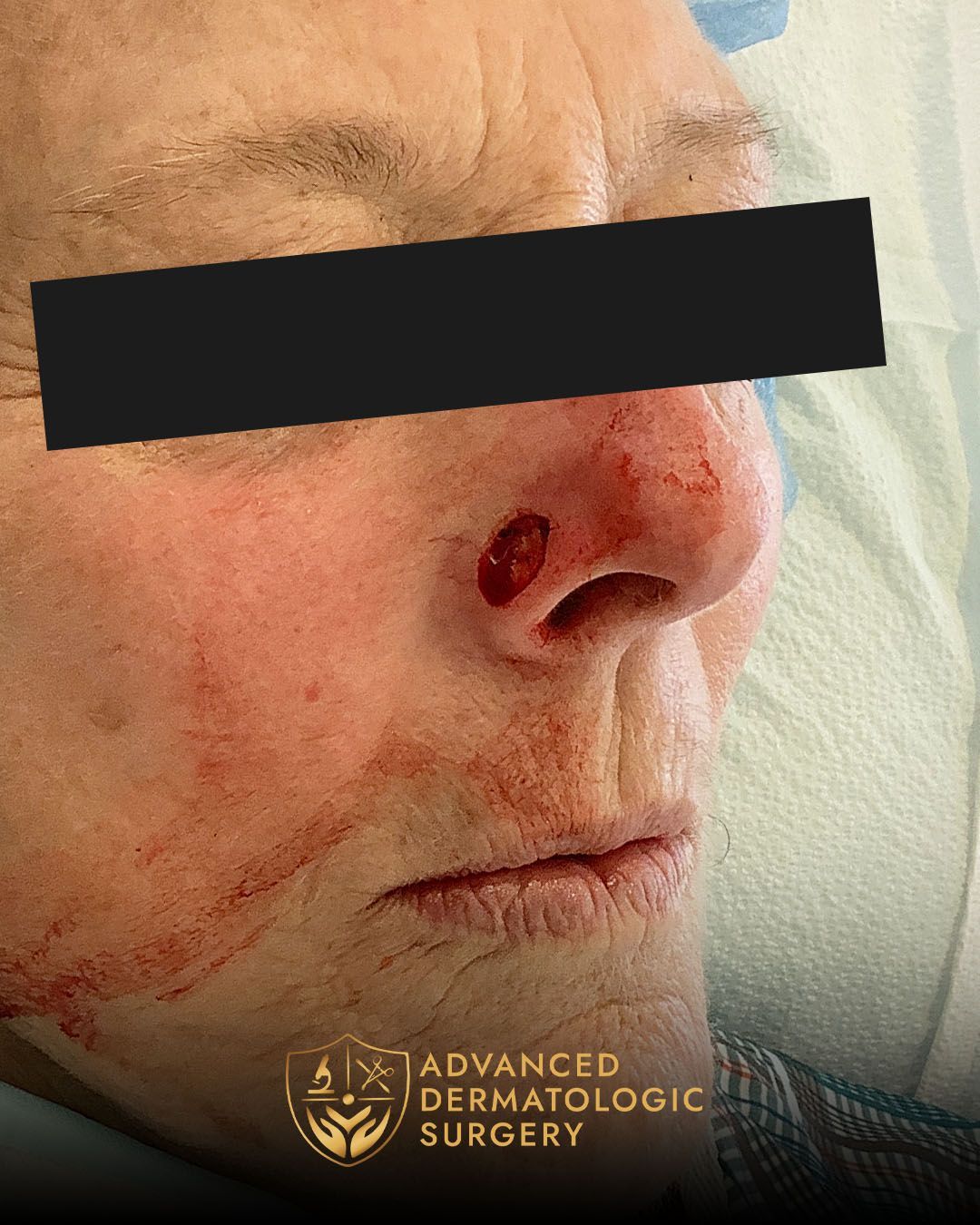 Mohs surgery on the nose at Advanced Dermatologic Surgery