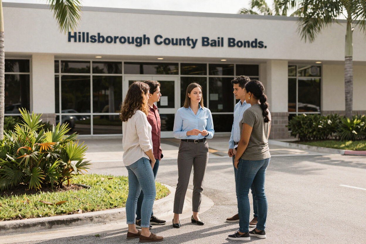 Bail bond agent speaking with a family in Brandon Florida
