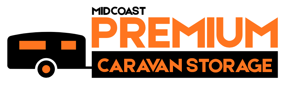 Storage in Taree Midcoast Premium Caravan Storage logo with black caravan icon and orange text on white background