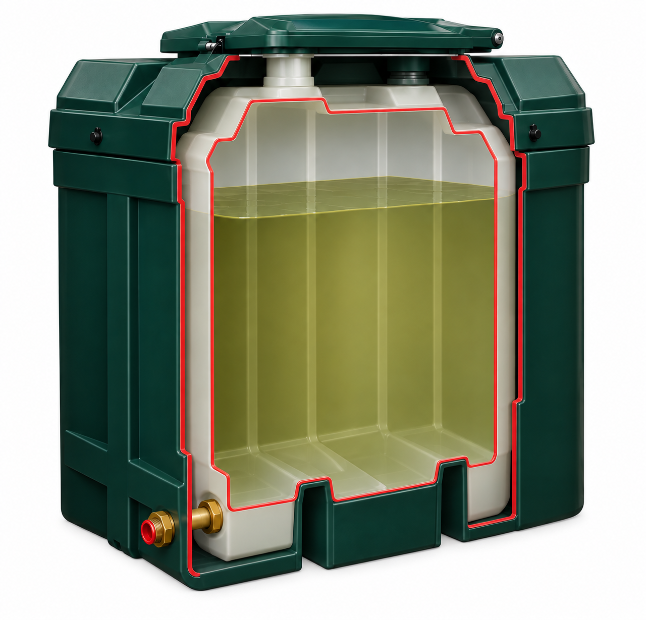 AI generated, cut away image of a Bunded Heating Oil Tank