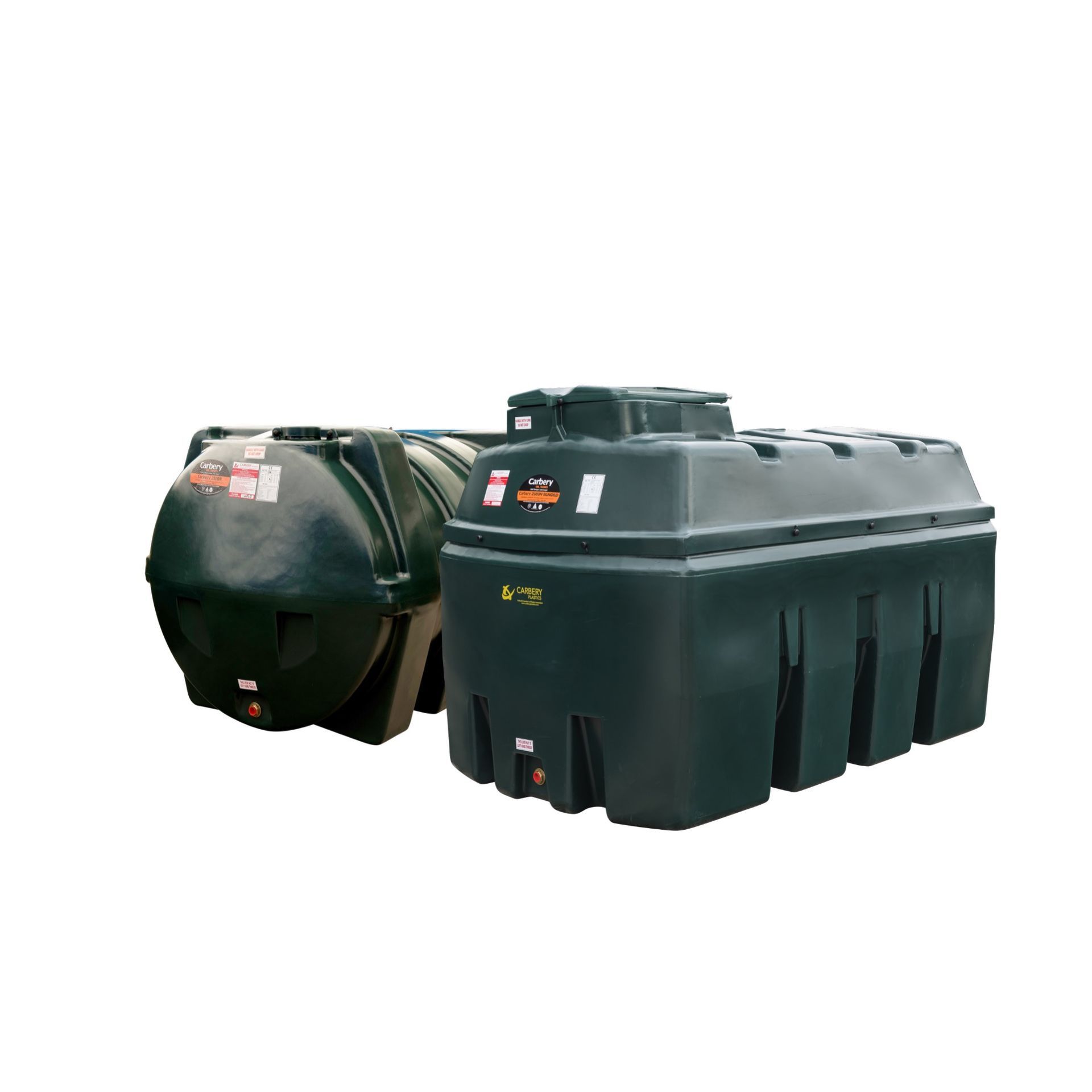 Photograph of Carbery Plastics' Horizontal single skin and bunded heating oil tanks.