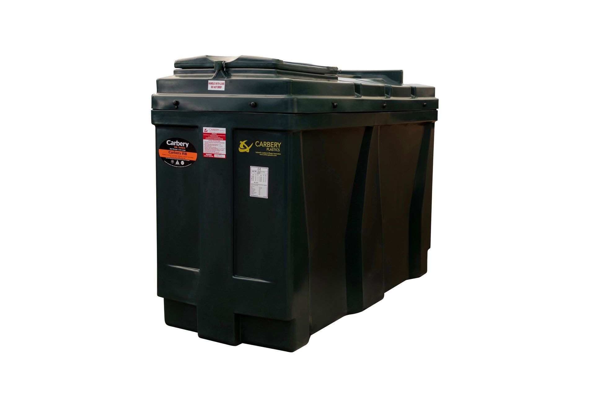 Slimline Tanks are ideal for installations where space is limited or access restricted Photograph of Carbery 1100RV Rectangular Slimline Bunded Heating Oil Tank against a white background