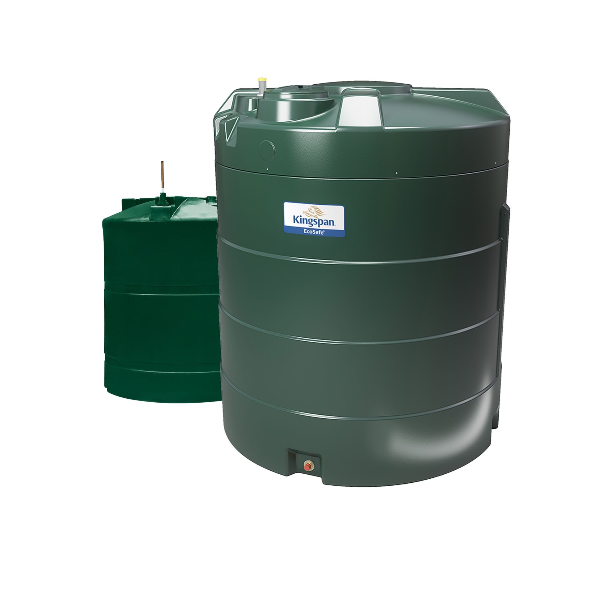 Photograph of Kingspan Titan brand Vertical single skin and bunded plastic heating oil tanks.
