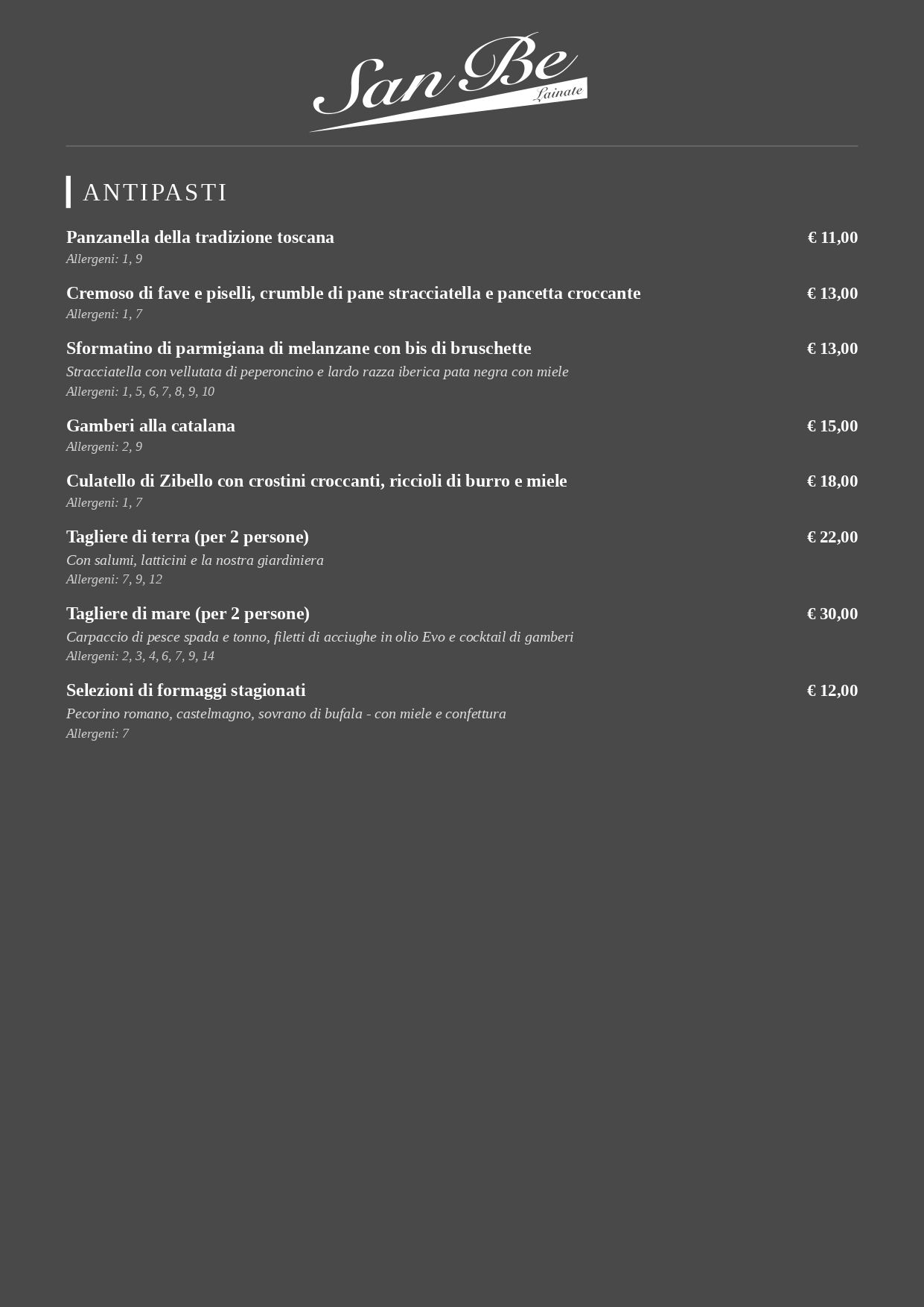 menu