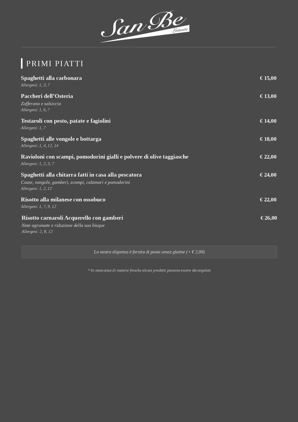 menu