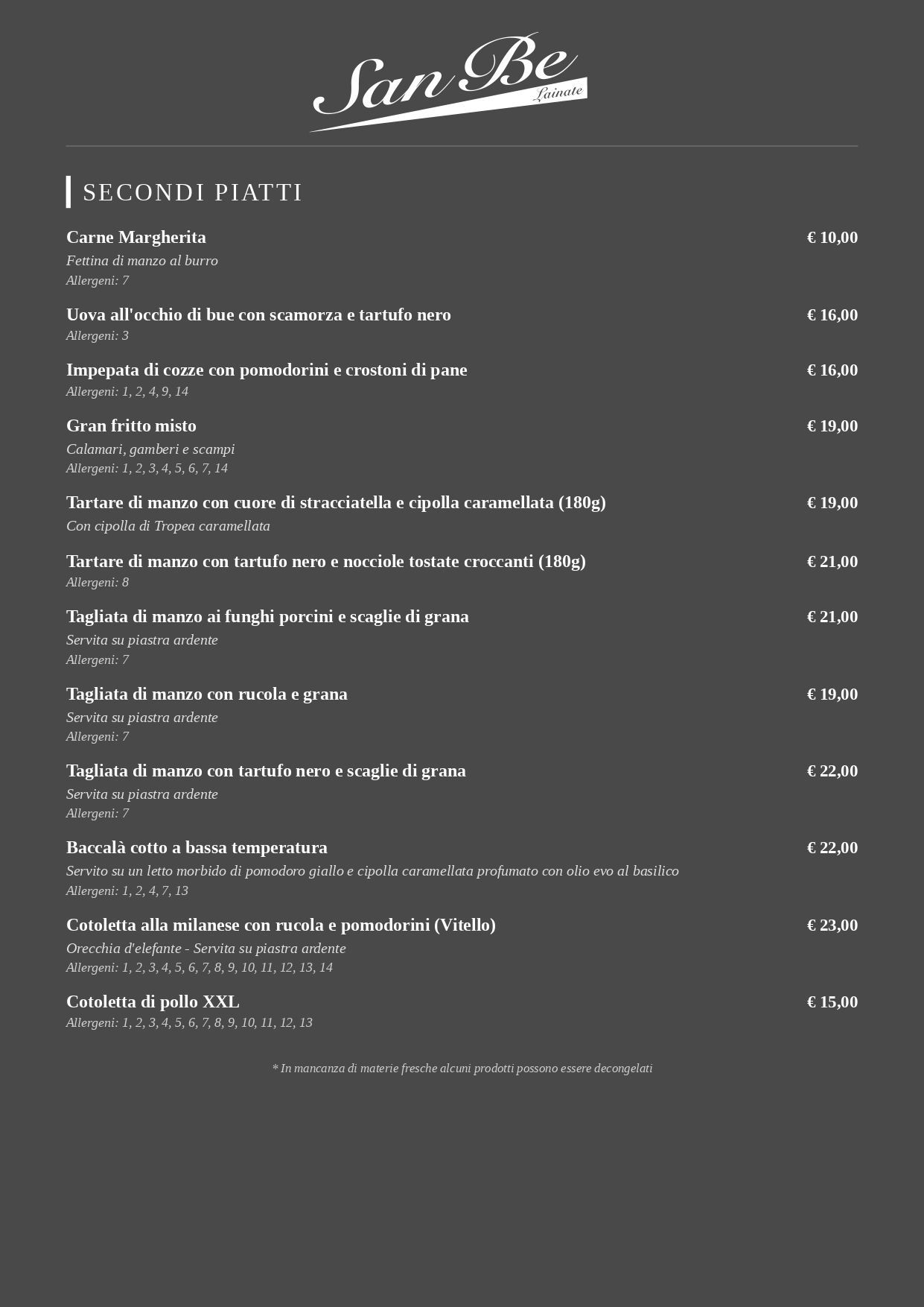 menu