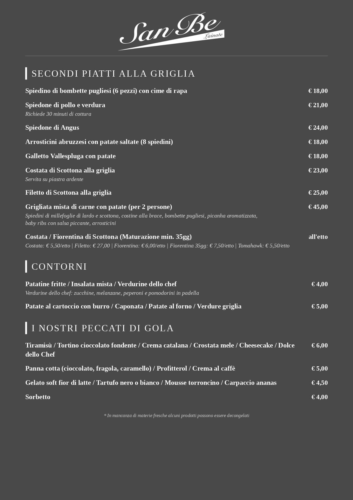 menu