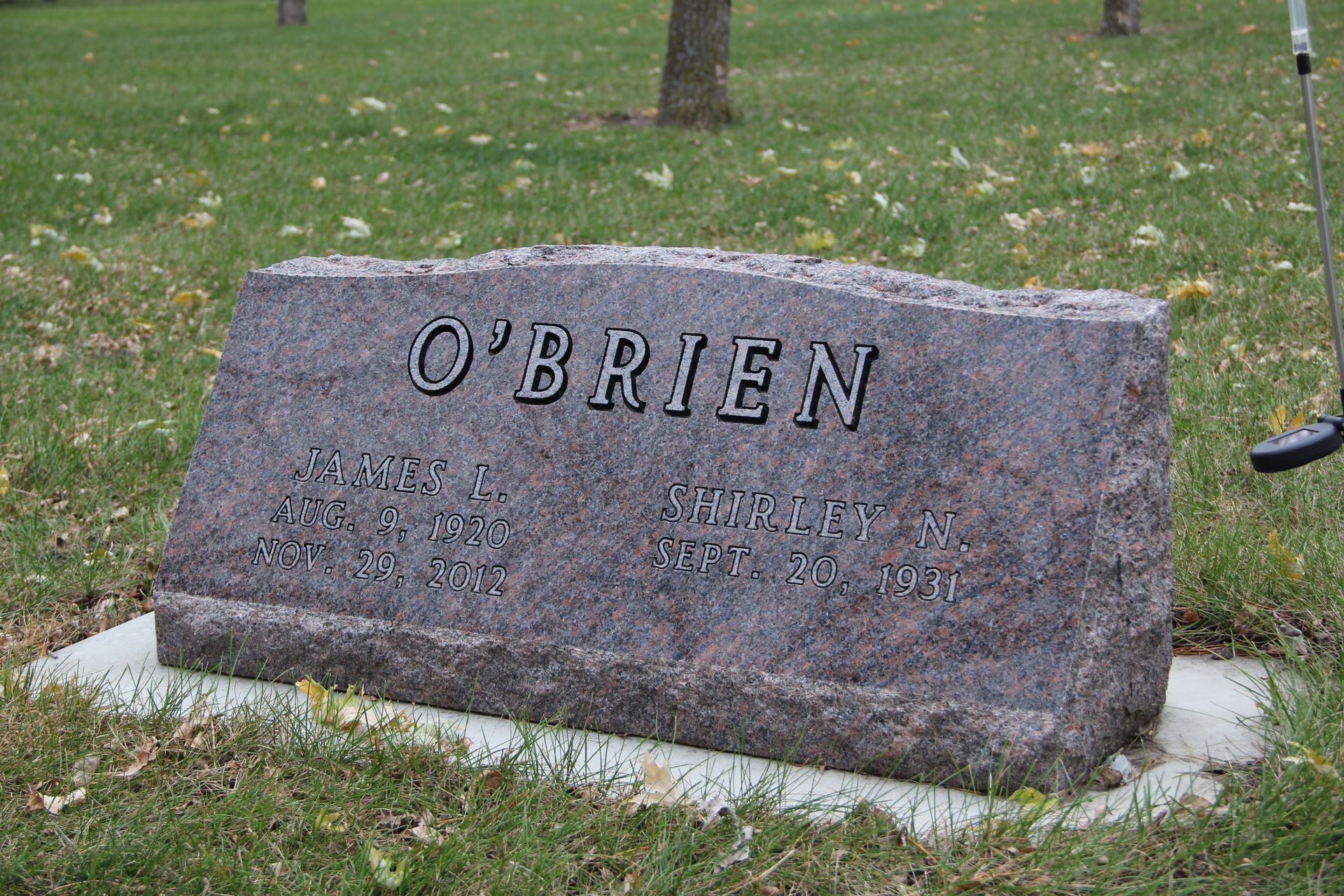 Headstone engraved with 