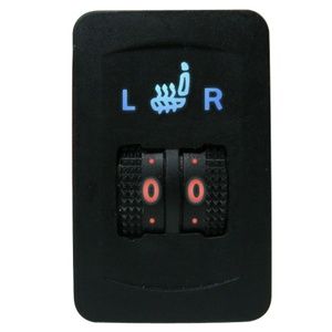 A black switch with the letters l and r on it