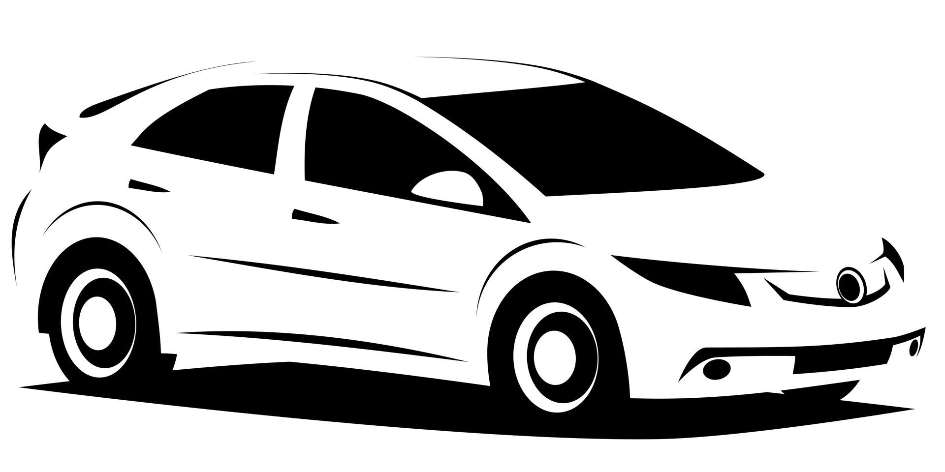 Black and white car illustration.