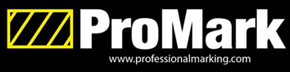 ProMark logo with yellow striped icon and white text on black background