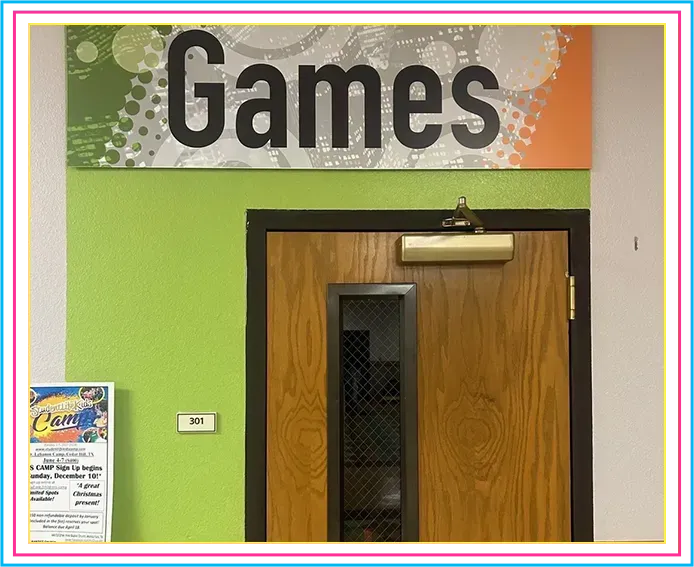 Door with Games Sign