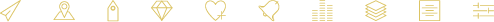 Borde decorativo de iconos dorados sobre un fondo amarillo pálido
