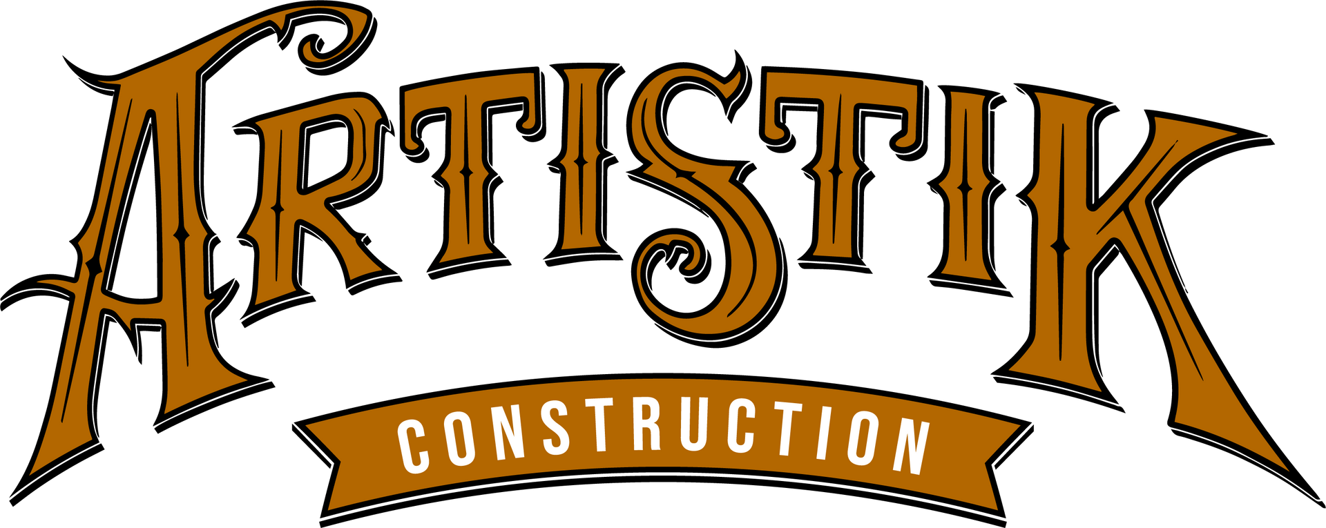 Logo pour &laquo; Artistik Construction &raquo; dans une police marron stylis&eacute;e avec une banni&egrave;re pour &laquo; Construction &raquo; en dessous.