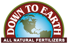 A logo for down to earth all natural fertilizers.