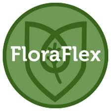 The logo for floraflex is a green circle with a leaf in the middle.