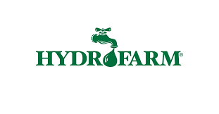 The logo for hydro farm shows a faucet with a drop of water coming out of it.