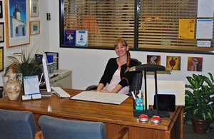 admin at desk